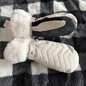 Ozark Trail Black and White Faux Fur Mittens